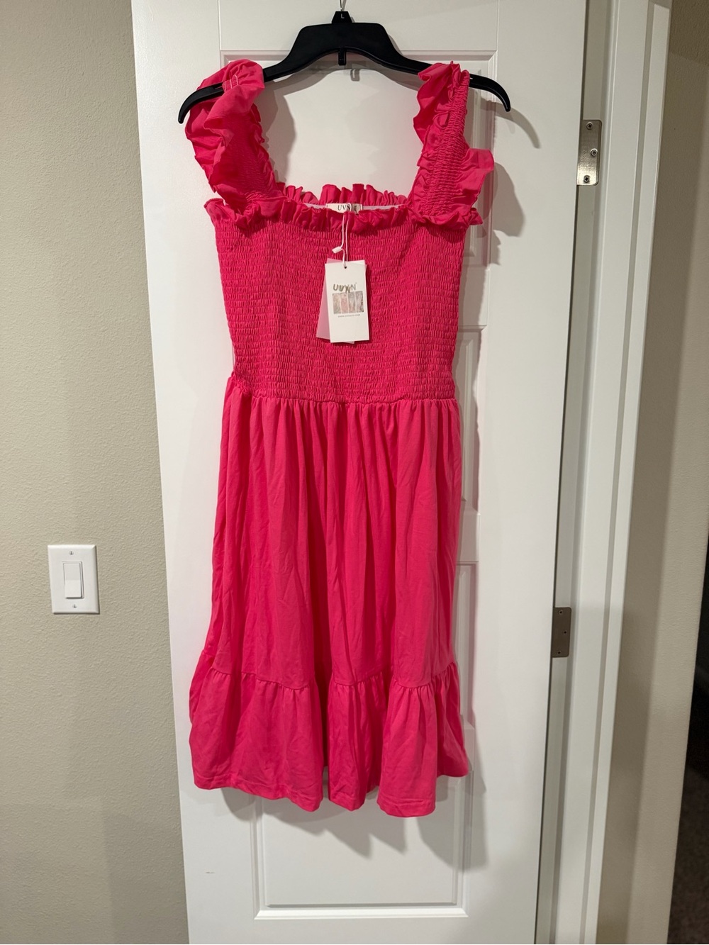 Women’s Pink Ruffle Strap Sundress